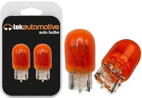 Tek Automotive 585 WY21W Indicator Bulbs 12V 21W W3x16D – E-Marked Road Legal Amber, Twin Pack (382WA)