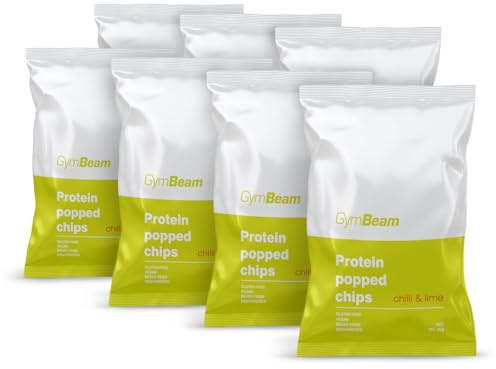 GymBeam Patatine Croccanti ad Alto Contenuto Proteico 7x40 g, Non Fritte, A Base di Riso e Farina di Ceci, Ricche di Proteine Vegetali, Fibre, Bassi Zuccheri, 100% Senza Glutine (Chilli and Lime)