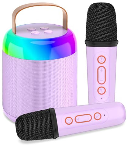 Karaoke Machine for Kids with 2 Microphones, Portable Kids Karaoke Machines for Girls with LED Party Lights,Girls Toys Birthday Gifts for Kids Age 14-18 Christmas Xmas Gifts