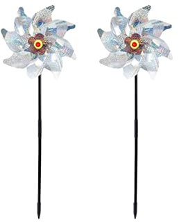 Deco Jardin Exterieur Décoration de Jardin 4 Pièces Moulin à Vent Répulsif for Oiseaux Spinner Moulin à Vent Argent Répulsif for Oiseaux DIY for Décoration de Jardin Extérieur Pelouse Cour Ornements d
