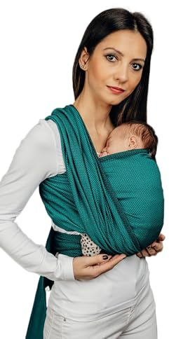 LennyLamb Tragetuch – gewebtes Babytragetuch 4–6 m – Kleiner Fischgrät Smaragd – ergonomisch & stilvoll – für Neugeborene & Kleinkinder – OEKO-TEX zertifiziert – Handmade in EU
