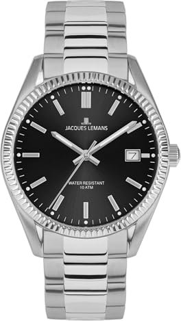 JACQUES LEMANS Herrenuhr Derby Edelstahl/Schwarz 50-3A