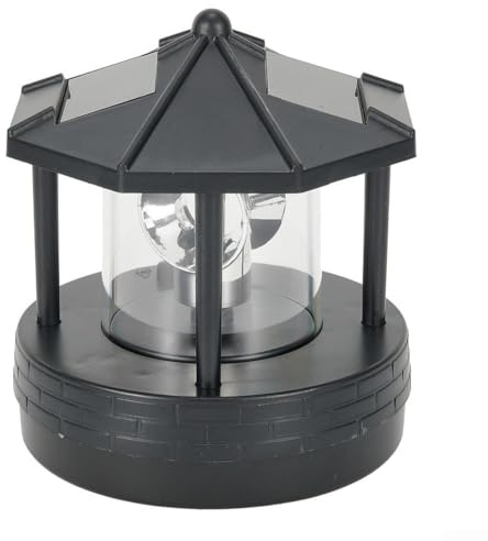 Faro solare rotante, faro LED a energia solare, luce di rotazione a per 360 gradi, impermeabile, per esterni, giardino, prato (nero)