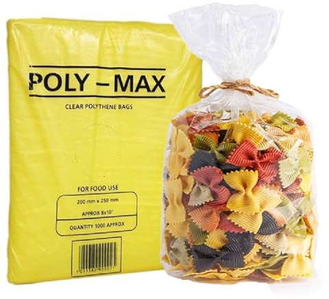 2000 x Plastic Polythene Food Bags 8 x 10 100Gauge Poly Max Clear Strong Poly Storage Bags By Tezraftaar®