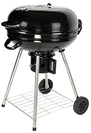 Barbecue a carbonella Portatile, Carrello in Acciaio Inox, Barbecue Rotondo con Coperchio, posacenere e termometro, 2 Ruote, Ventilazione Regolabile, griglia per Feste, Vacanze in Famiglia, campeggi