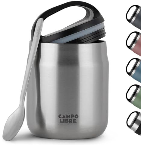 Campo Libre.® Thermobehälter für Essen, 600ml Edelstahl Thermobecher Essen mit Löffel, Warmhaltebehälter Essen, Mueslicup oder Babybrei Warmhaltebox, Thermo-Essensbehälter erhältlich in 5 Farben