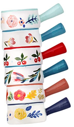 Amosfun Jarra De Cerámica Para Café Con Leche 50 Ml Con Asa, Set 6 Unidades, Resistente Al Calor, Apta Para Espresso, Uso Cafeterías y Hogar