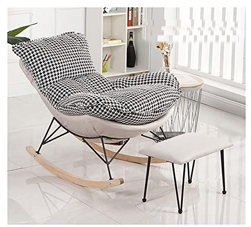 Moderner Schaukelstuhl mit Fußhocker für Wohnzimmer, abnehmbares, waschbares Sitzkissen, wasserdicht und schmutzdicht, Einzelsessel, für Heimkino, Sitzgelegenheiten