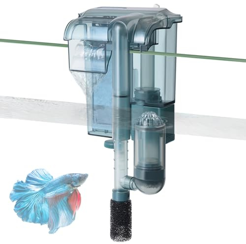 PYPABL 350L/H Filtre à Accrocher pour Aquarium, Filtre pour Aquarium Ultra - Silencieux, Filtre Extérieur Ajustable de 3W pour Aquarium, pour Aquarium de 3 à 150L (M for 1-60L)