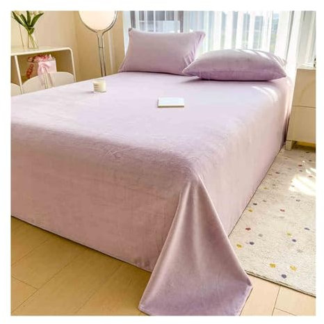 Winter Plüsch BettlakenWarm Kuschel Betttuch Flanell Laken Weich Leintuch Haustuch ohne Gummizug vielen Größen und Farben(Purple,120x230cm)