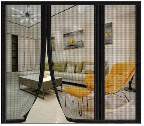 Zanzara Magnetica,W185xH260cm Nero Chiusura Automatica Tendina Anti Zanzare Mosche Impedendo Agli Insetti Di Entrare Porte Scorrevoli Garage Finestra