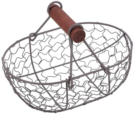 SOLUSTRE Creative Vintage Egg Storage Basket Rustic Container for Fruits Bread and Eggs Decorative Table Organizer for Kitchen and Dining Room Grey