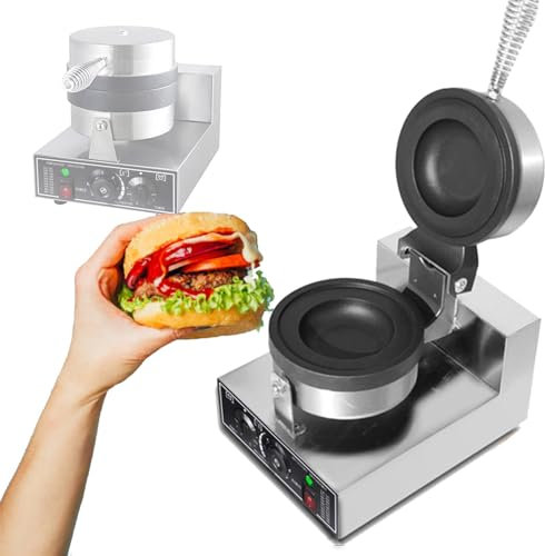 Macchina per hamburger, pressa elettrica per waffle per hamburger con rivestimento antiaderente per la casa, pressa per waffle per hamburger antiaderente commerciale da 1200 W con controllo