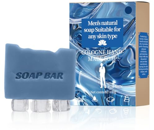 APPTI Natürliche Männer Seife - Palmölfrei, Vegan & Sensitive Haut,Feste Duschseife für Körper/Gesicht/Haare, Organisch mit köln (100g)