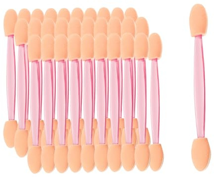 Neuorge 30pcs Disposable Dual Sides Eyeshadow Applicators, Double Head Sponge Brushes Eye Shadow Applicator Tool with Box for Women Girls(2.95inch, Pink)