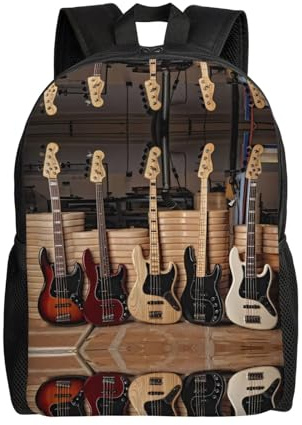 PHAYAH Guitarra, bajo, música, instrumentos musicales, patrón, casual, hombros, clásica, básica, mochila de viaje, viajes y actividades al aire libre