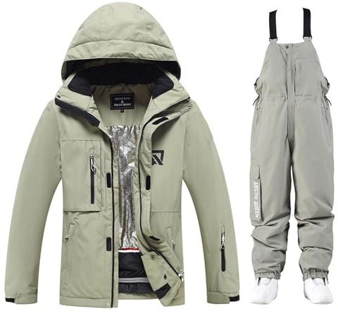 Damen Schneeanzug Damen Skijacke & Skihose Set mit Abnehmbare Kapuzen