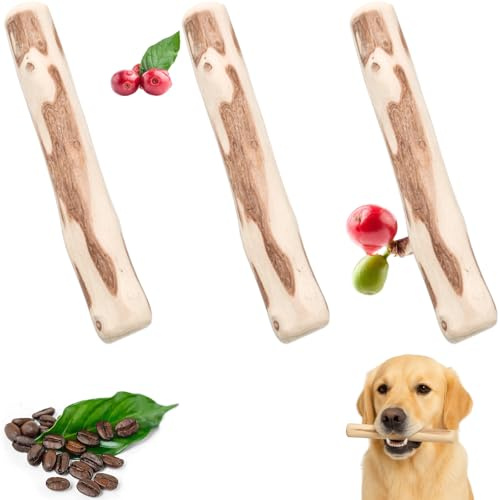 TPVUPC 3 Pezzi Legno di Caffè per Cani, Bastoncini per Cani da Masticare, Giochi Masticativi per Cuccioli Lunga Durata, Protegge i Denti e Riduce lo Stress