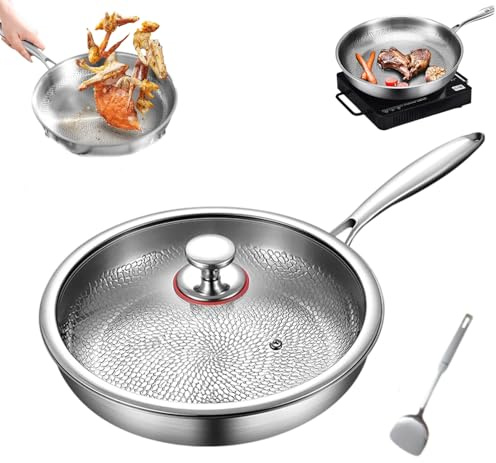 Padella antiaderente in titanio puro da 11'' - Eco-compatibile, resistente ai graffi, senza PTFE e PFOA, riscaldamento rapido, compatibile con tutti i tipi di piano cottura, perfetta per una cucina