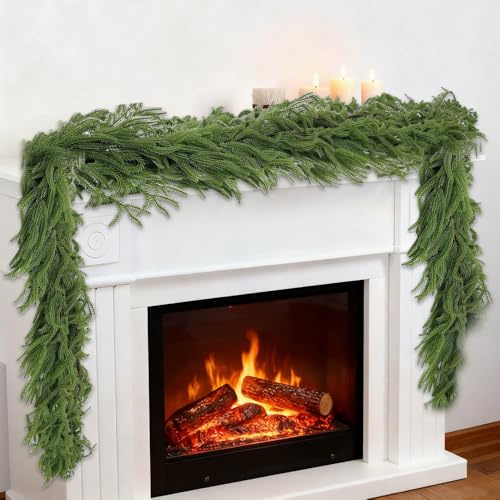 Norfolk Kieferngirlande, 1.8m/2.7m Künstliche Tannengirlande, künstlich Norfolk Pine Girlande Weihnachtsgirlande für Weihnachten, Wand, Treppe, Outdoor, Heimdekoration (Pur Grün) (1.8m)