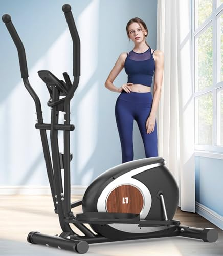 Neezee Crosstrainer Für Zuhause, Magnetisch Ellipsentrainer Mit 16 Widerstandsstufen, 6KG Schwungrad, LCD-Display & Transportrollen, Ultraleiser Crosstrainer Für Cardio-Training (Schwarz)