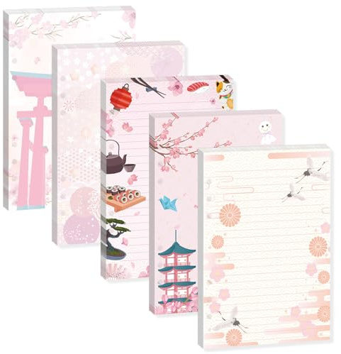 100 Sheets Japanese A5 Planner Inserts - 120GSM Thick Cherry Blossom Refill Paper for A5 6-Ring Binder, Sushi Cranes Fans Temples 6 Hole Loose Leaf Sheets for Journal Diary Notebook Budget Planning