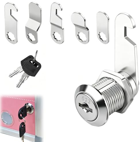 Serrure Boîte Aux Lettres 16mm, Barillet Boîte Aux Lettres | avec 5 Plaques de Verrouillage et 2 Clés, Serrure pour Tiroir, Casier, Armoire, Classeur et Boîte Aux Lettres