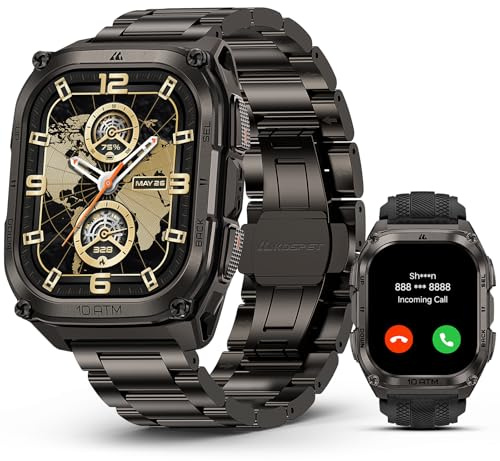 KOSPET Tank M4 Special Edition Outdoor Smartwatch Herren,Dualband-GPS | 2 Armbänder, 1,96 AMOLED, 10ATM | IP69K, Tauchen 45 m, Offline-Karten, Robuste Edelstahl, 180+ Sportmodi, für Android iOS