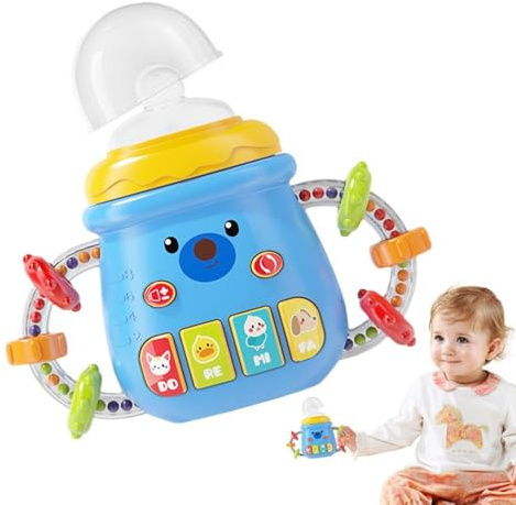 Quniwokid Biberón para niños,Vaso para sorber para niños | Biberón relajante con música y sonajero de agarre,Accesorios de desarrollo de alimentación multiusos para y niñas