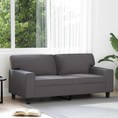 sephironlbb 2-Sitzer-Sofa Grau Kunstleder mit Metallgestell 174x77x80 cm, Komfortable Polstergarnitur für Wohnzimmer und Gästezimmer, Bequeme Couch mit Robuster Oberfläche und Moderner Optik