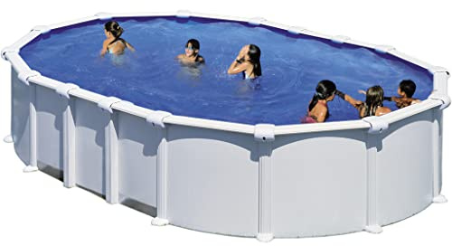 Gre - Piscina Ovalada Blanca 730 X 375 X 132 Cm Con Sistema De Vigas Gre