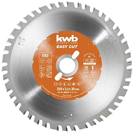 kwb Kreissägeblatt 250 x 30 mm, Made in Germany, Nagelfest, für Holz mit Metallresten, Universal Sägeblatt für z.B. Metalle, Holz und Kunstoffe