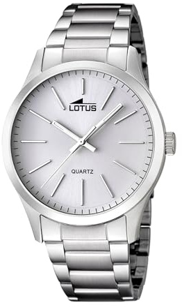 Lotus Herrenuhr Analog aus Edelstahl 316l Silberfarben | Quarzwerk, Widerstandsfähiges Mineralglas, Wasserdicht 5 ATM Klassisch 15959/1 Minimalist