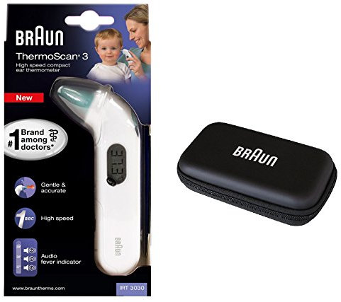 Braun Thermomètre auriculaire infrarouge ThermoScan3 IRT3030 & Boitier de protection Braun