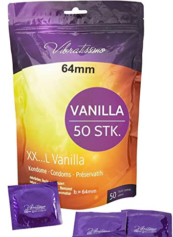 VIBRATISSIMO Kondome XXL Vanilla 50er Pack I Premium mit Aroma I for Men I mit dünner Wandstärke & aromatisiert I b=64mm