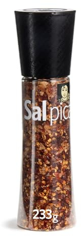 Carmencita Sal Marina Picante, Sin Gluten, Tarro de Cristal con Molinillo, 233 g