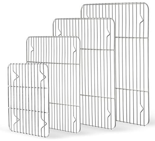 HaWare Cooling Rack Set of 4, Stainless Steel Thick Wire Rack for Baking Roasting Drying, Grilling Large Medium Small Mini Size Oven Tray Rack for Cake/Meat/Cookie, Heavy Duty & Dishwasher Safe