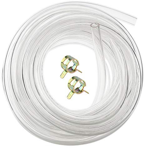 Hyber&Cara Clear Flexible PVC Tubing Food Grade 8mm ID x 11mm OD Water Air Pipe Hose 5 Metres with 2 Hose Clamps