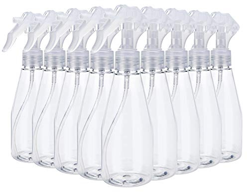 Suwimut 9 Pieces Plastic Spray Bottle, Empty Small 7oz/200ml Clear Spray Bottles, Fine Mist Plastic Refillable Trigger Sprayer for Cleaning Solutions, Hair Care, Essential Oils, Watering Plants
