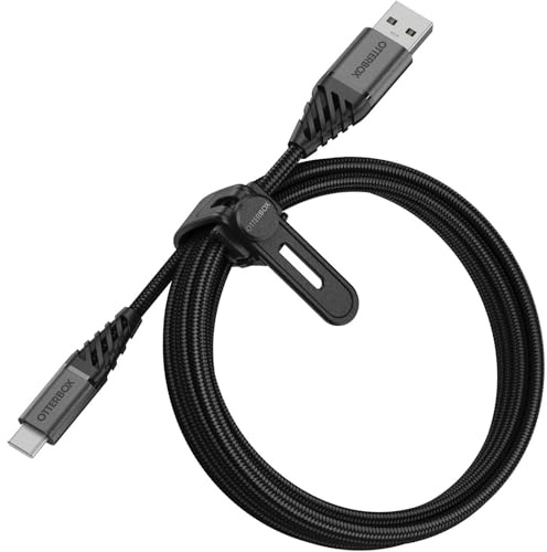 OtterBox Premium verstärktes 2M USB-A auf USB-C Kabel, Schwarz | Ladekabel für Smartphone und Tablet, Ultra-Robust und getestet auf Biegsamkeit und Flexibilität