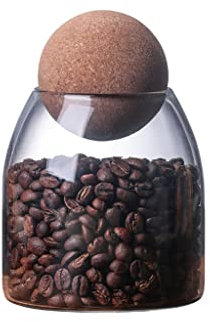 INCETUE 19oz/550ml Clear Glass Storage Canister with Ball Cork Lid - Airtight Food Container for Coffee, Sugar, Spices, Tea, Biscuits, Pantry & Kitchen Countertop