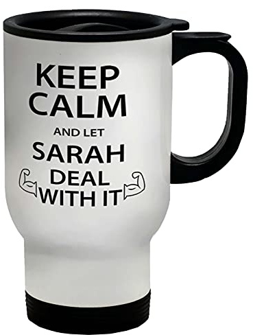 Shopagift Personalised Keep Calm and Let Name Deal with It Travel Mug Cup