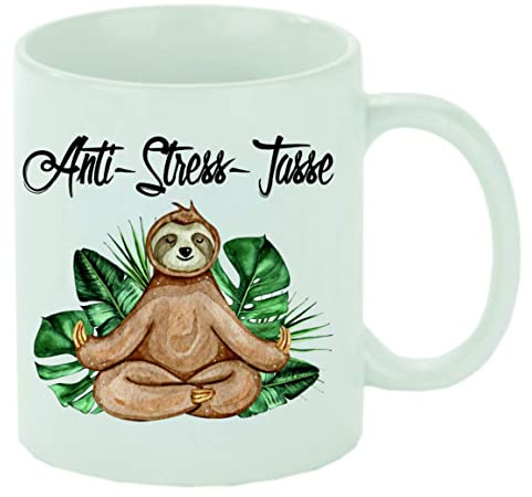 Kaffeebecher Anti - Stress - Tasse Faultier Kaffeetasse mit Motiv, Tasse mit Druck, auch individuell mit Spruch, Foto, Wunschtext, Wunschname