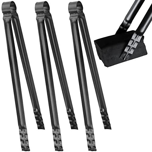 Pinze da Barbecue Lunghe,Forreen 3 Pezzi Pinze per Carbone Professionali Multifunzione Premium Metallo Pinze da Cucina per Barbecue Picnic Camino Stufa Camino,Nero