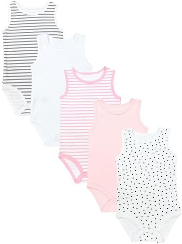 TupTam Baby Body Mädchen 5er Pack – Ärmelloser Body Baby aus Baumwolle, Ideal als Unterwäsche oder im Sommer