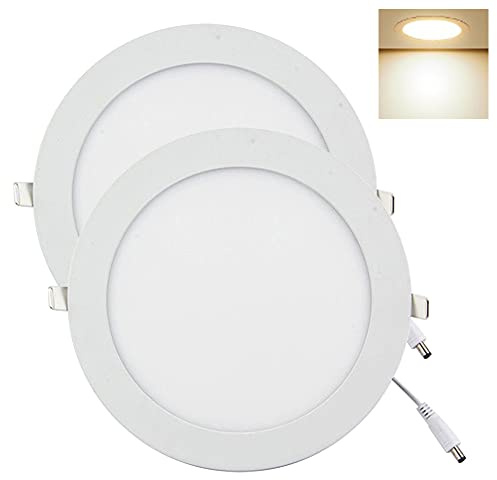 YULIN SUN® led Downlight,9W×2pcs Redondo Delgado, Foco Empotrable,led luz Blanco Cálida 3000K, Tamaño del diámetro: 145mm, Incluye Transformador