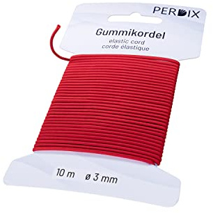 perdix cordón elástico, cordón elástico 3 mm, 10 m Rojo, Cinta elástica, para Tienda, Mochila, jardín, bisutería, cordón, Cinta de Goma para Sombrero, Cinta elástica