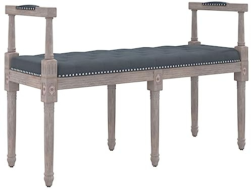 vidaXL Sitzbank, Flurbank Polsterbank Holzbeine, Bank Bettbank für Schlafzimmer Wohnzimmer, Klavierbank, Französischer Vintage-Stil, Dunkelgrau Samt