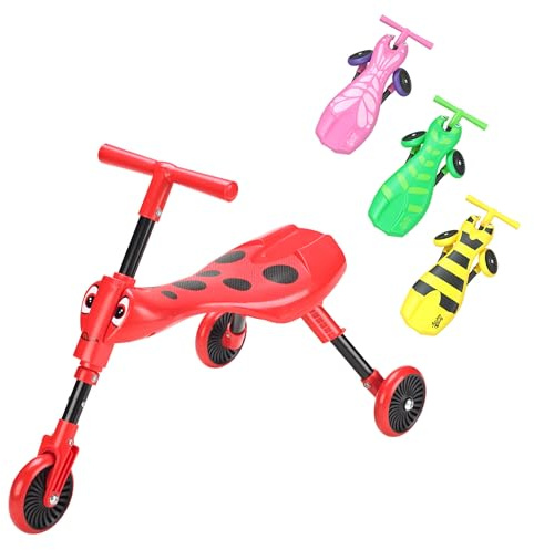 Scuttlebug 3-Wheel Foldable Ride-On Tricycle for 1-3 Year Old Boys and Girls, Beetle Trike, Antennae Handlebar, Develop Your Toddler’s Balance and Motor Skills, Fun with No Surface Scratches