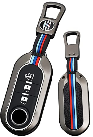 HIBEYO Klappschlüssel Autoschlüssel Hülle passt für FIAT Abdeckung Schutzhülle schlüsselhülle für FIAT Modellen Grande Punto Panda Bravo Stilo 500 für Lancia Y Delta Musa Schlüsselanhänger-B Schwarz